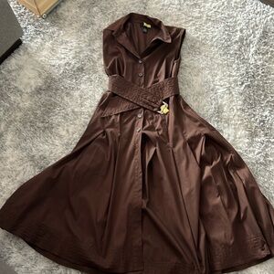 Size 4 Alfani brown button down dress with belt